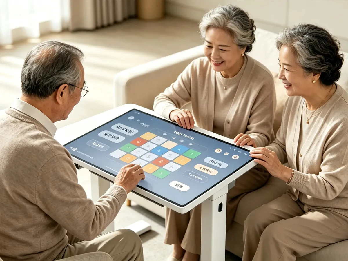 Interactive table in a care home lounge