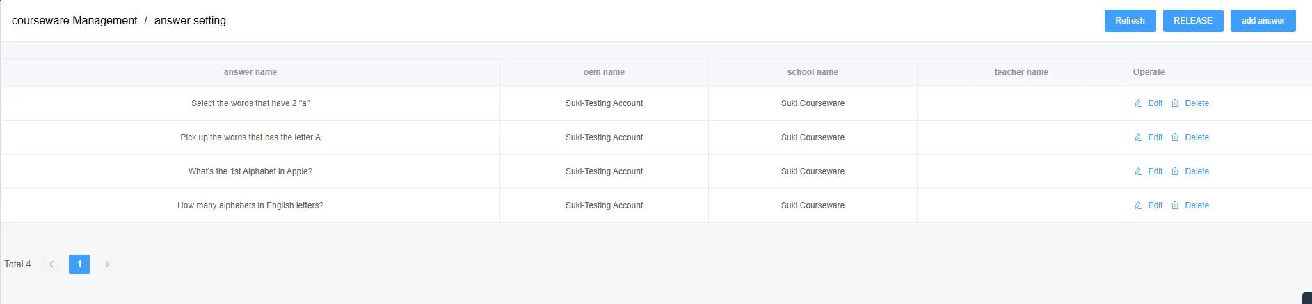 Quiz settings in courseware editor