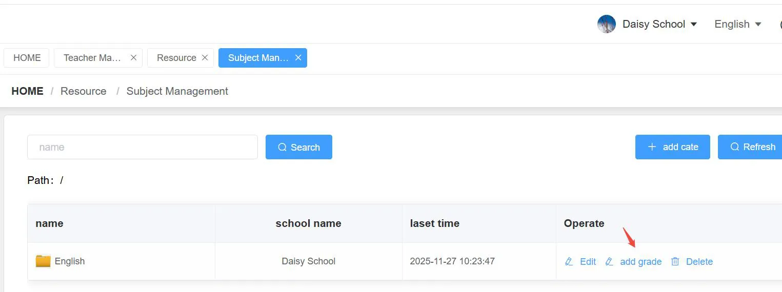 Add subject category in Riotouch Cloud