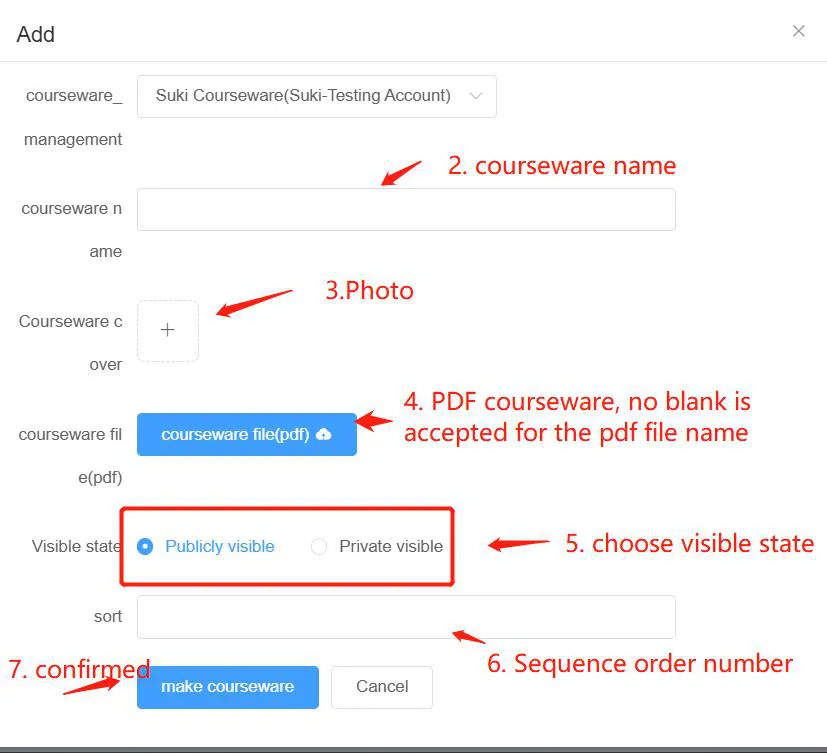 Set courseware visibility in Riotouch Cloud