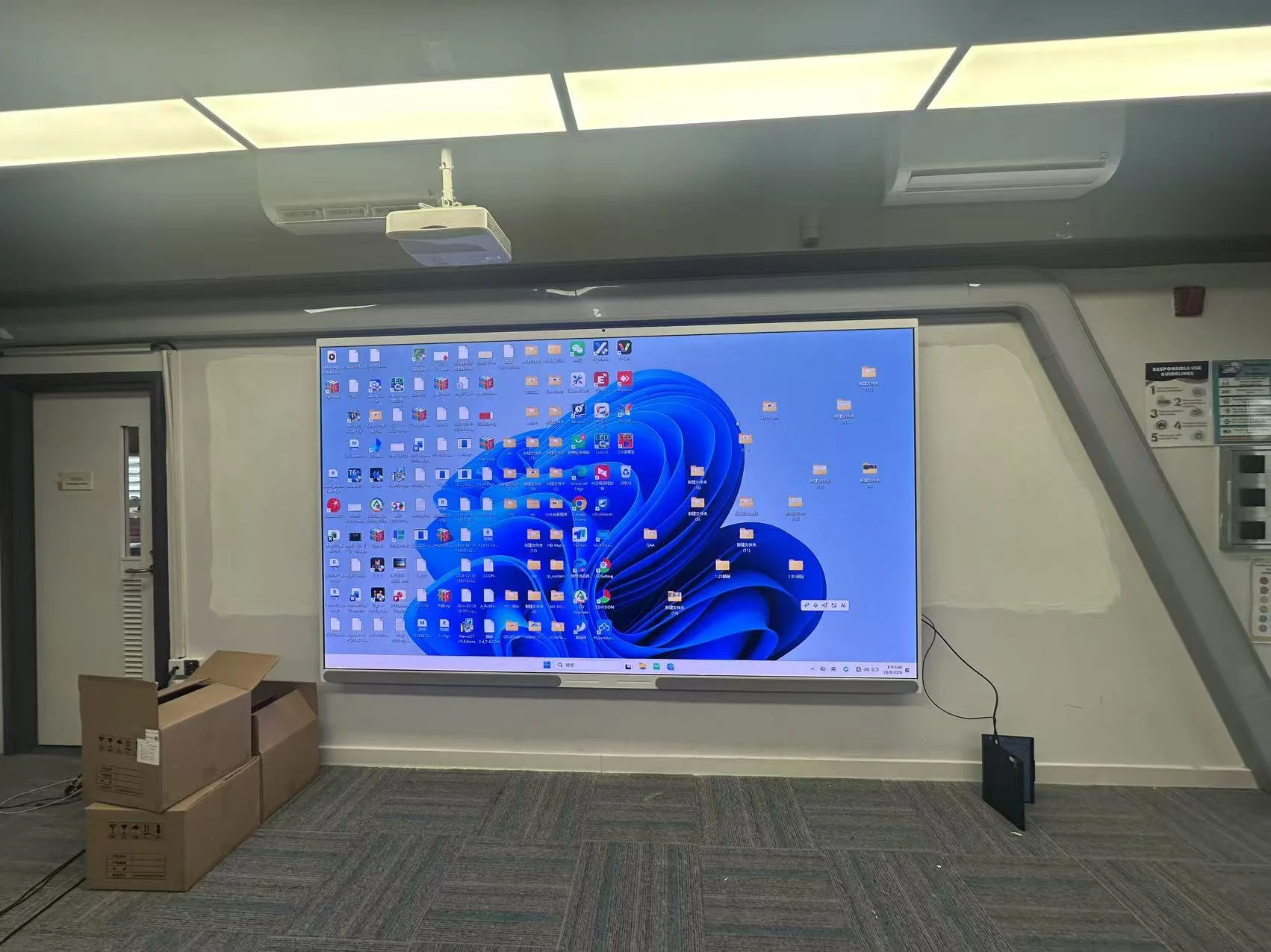 136-inch COB LED display installed in a Hong Kong school meeting room