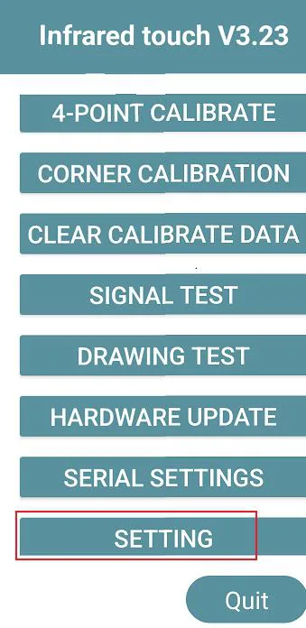 Exit IR touch test software