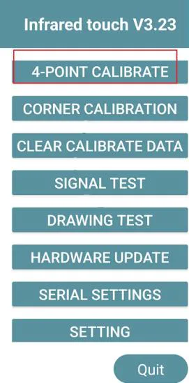 Corner calibration button