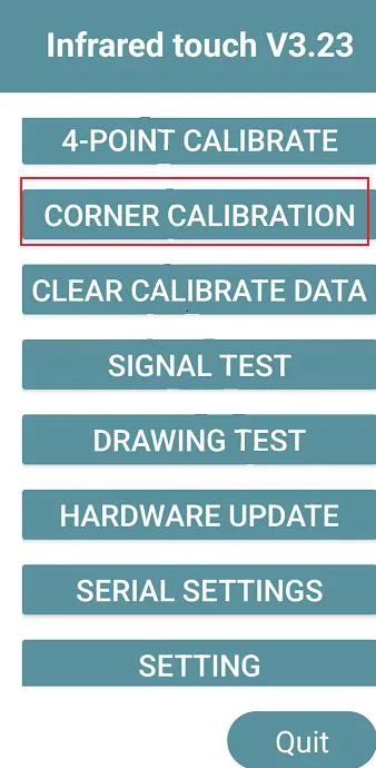 Corner calibration red cross points