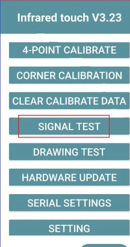 Signal test showing red cross state