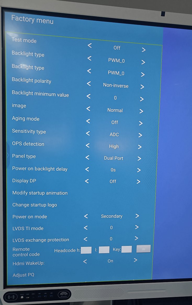 Factory menu — additional / advanced settings pages (picture adjust, voice adjust).