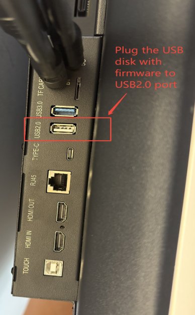 The USB upgrade runs automatically after the 10-second power-button hold.