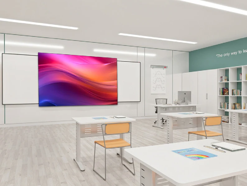 55-inch COB LED display in a classroom used for education and training