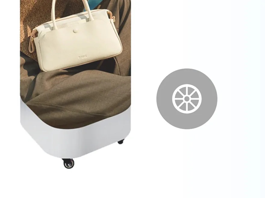 Mobile base with lockable casters on the curved indoor LED display stand