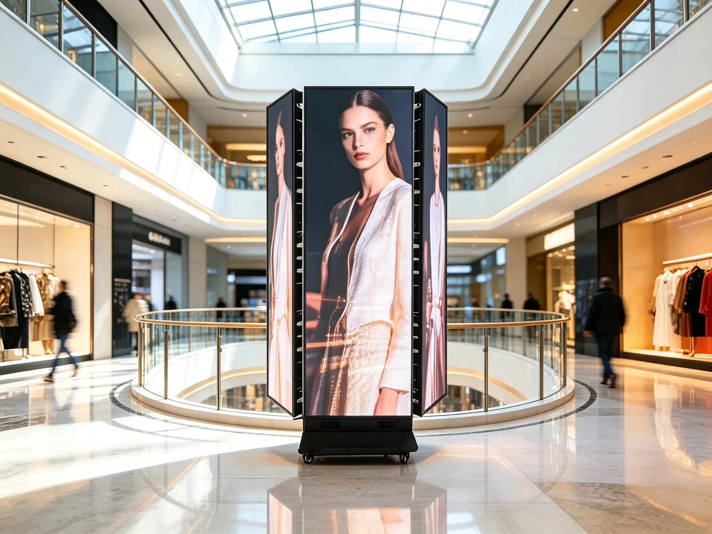 Digital signage network using tri-fold LED poster