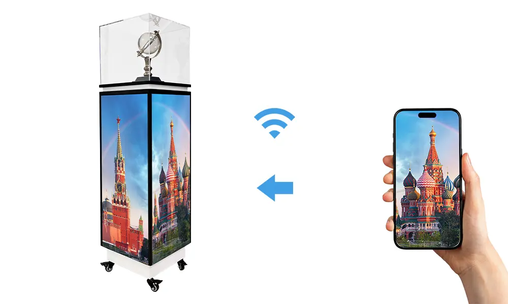 Kapalı mekan LED ekran standı içeriğini mobil APP üzerinden kablosuz olarak güncelleme