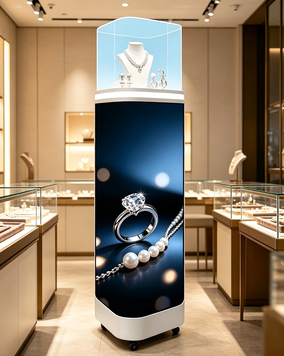 LED display retail boutique store window naked-eye 3D curved digital signage