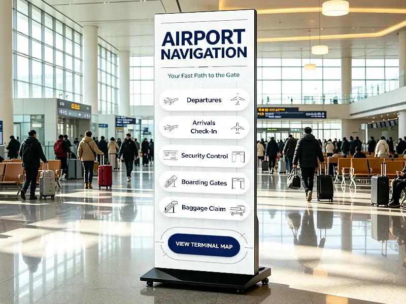 LED poster in airport transit hall
