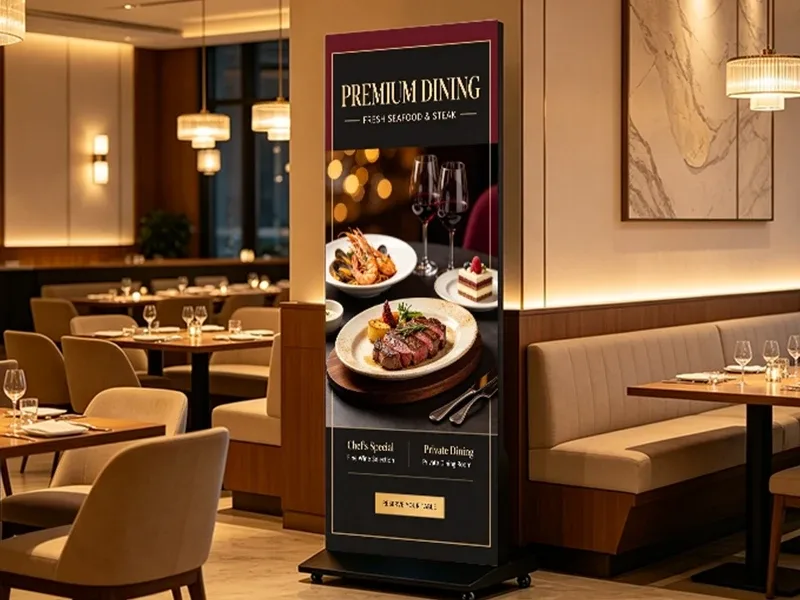 LED poster in hotel lobby as digital directory