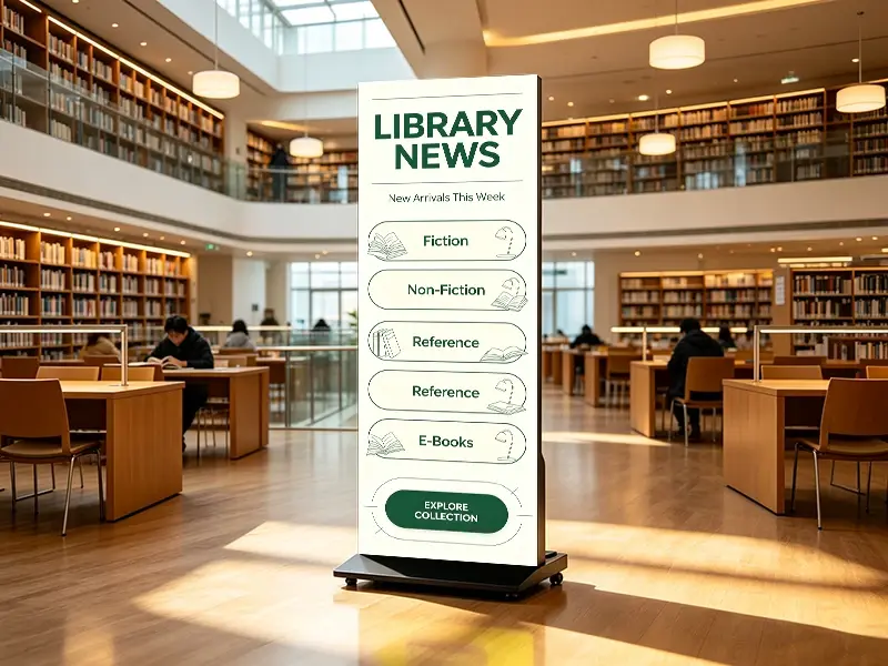 LED poster in library showing event information