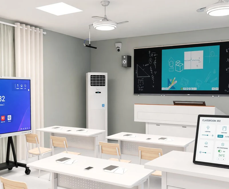 TeacherDoc classroom podium display used as a classroom control console