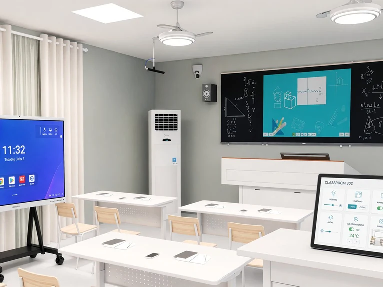 Riotouch TeacherDoc podium display running classroom control and operations