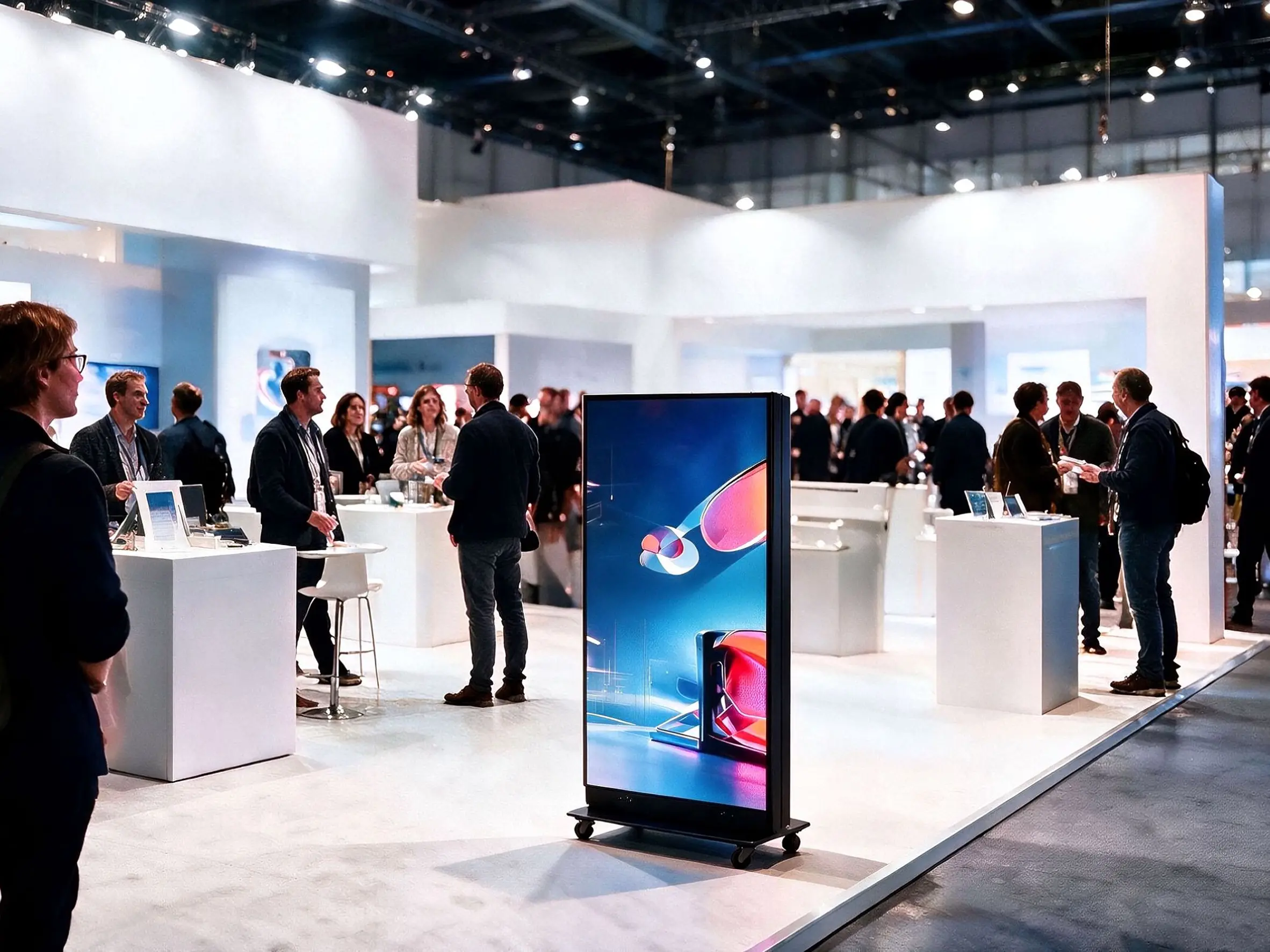 Exhibition using double-sided LED poster