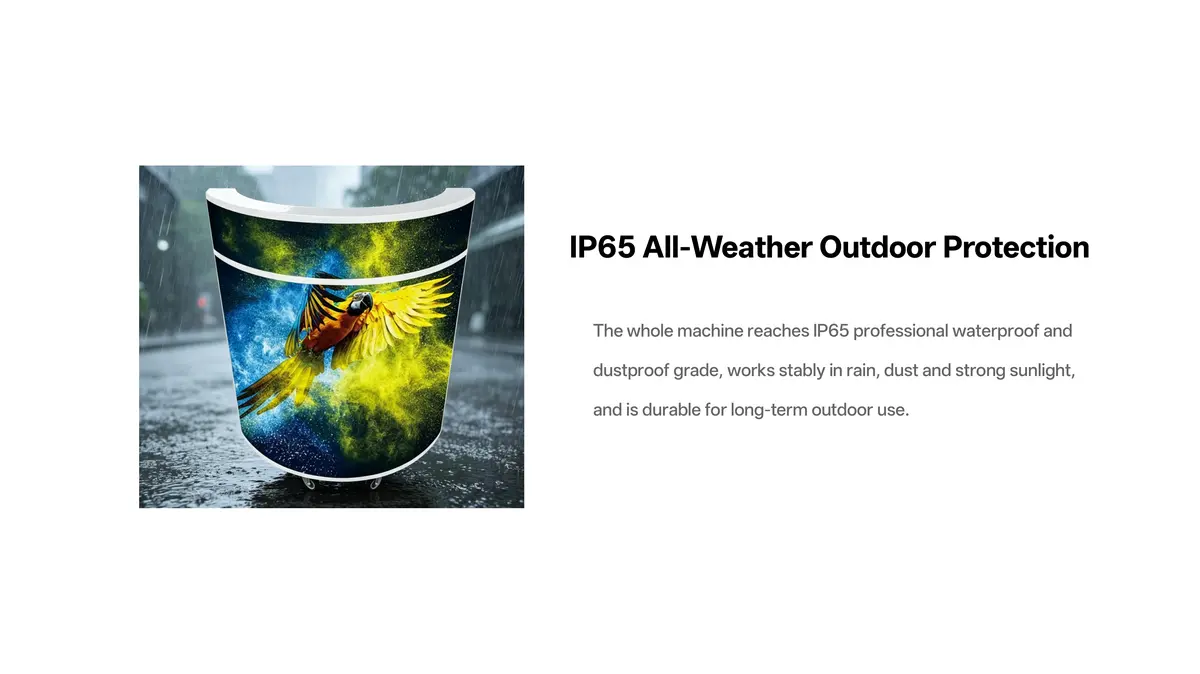 IP65 waterproof dustproof curved LED front desk display for hotel lobby reception areas