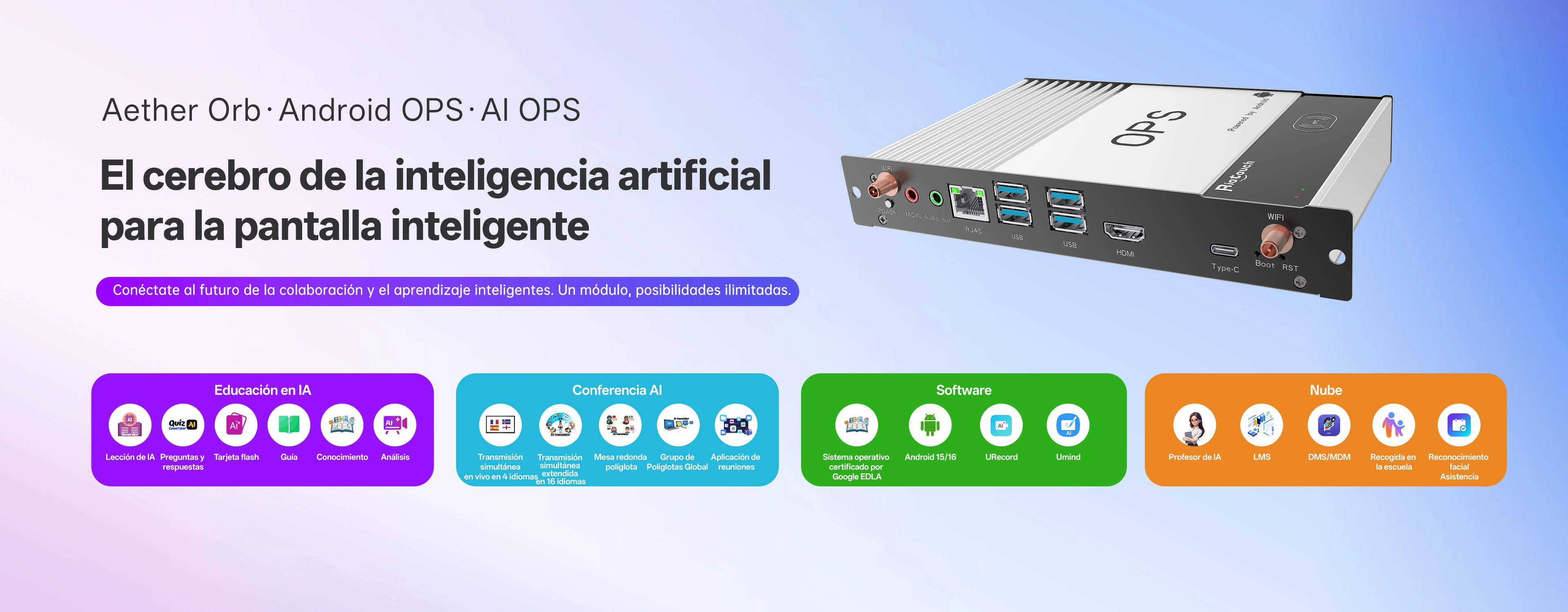 AI OPS: DMS/LMS/Asistencia, pizarra inteligente innovadora y econ&oacute;mica, recursos did&aacute;cticos gratuitos, preparaci&oacute;n previa y durante la clase, pizarra interactiva AI Box.