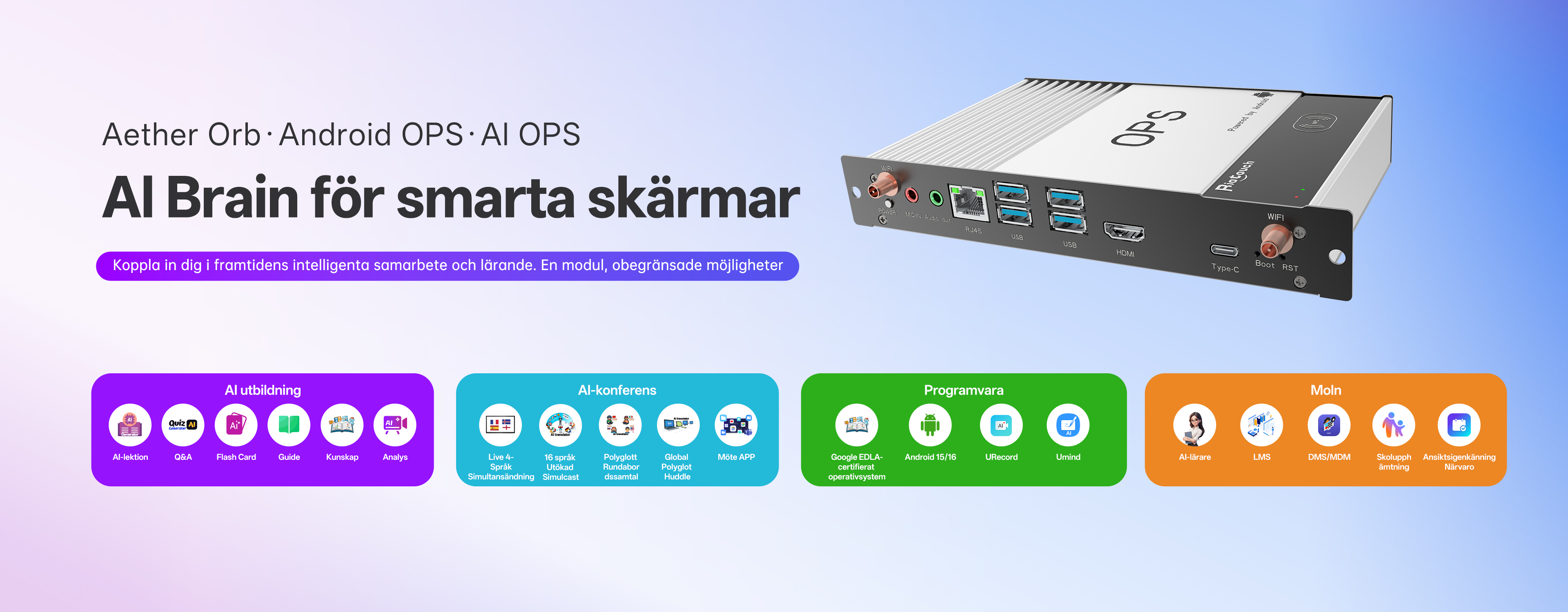 AI OPS: DMS/LMS/N&auml;rvaro, L&aring;gkostnads ​​innovativ smartboard, Gratis undervisningsresurser, F&ouml;r- och underf&ouml;rberedande lektioner, Interaktiv whiteboard AI-box