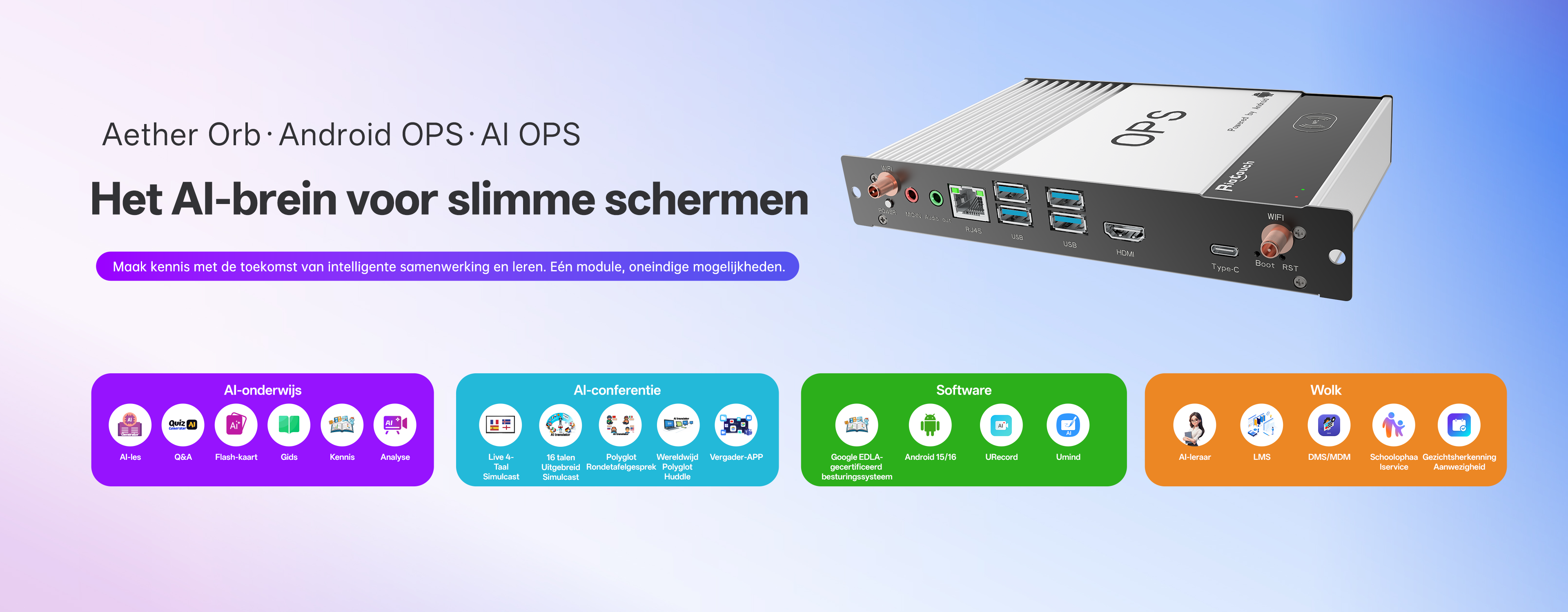 AI OPS: DMS/LMS/Aanwezigheidsregistratie, Innovatief smartboard voor een lage prijs, Gratis lesmateriaal, Lesvoorbereiding, Interactief whiteboard met AI-box