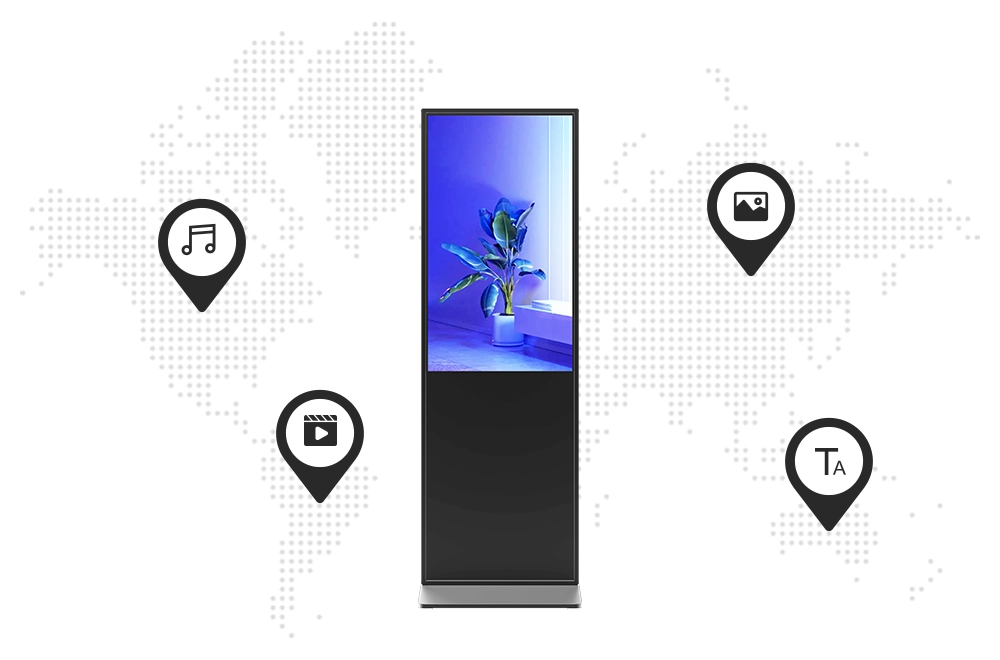 Display digitali da pavimento con sistema di controllo DMS integrato.