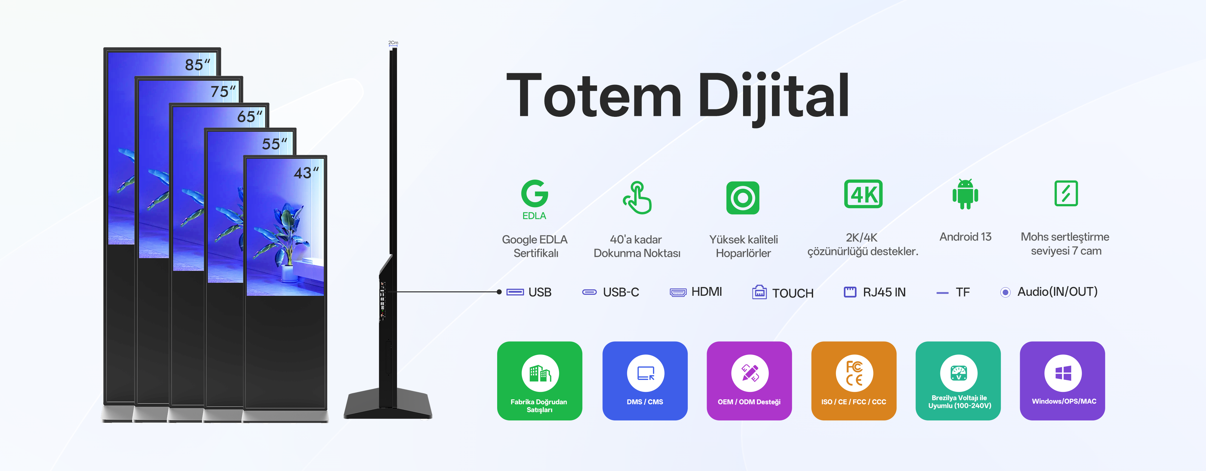 Dijital Bilgilendirme Kiosku 43" 55" 65" 75" 85"