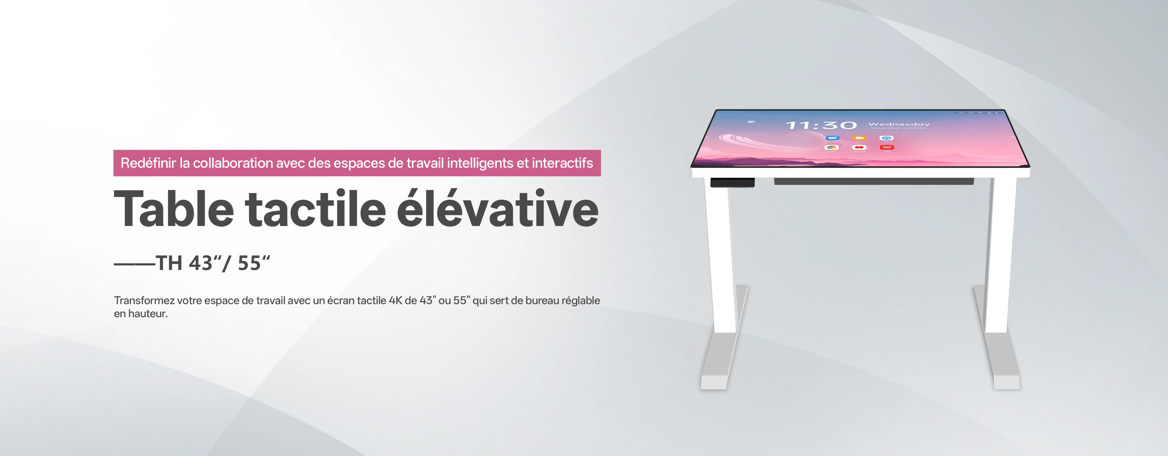 Riotouch Table intelligente Table tactile intelligente &agrave; hauteur r&eacute;glable