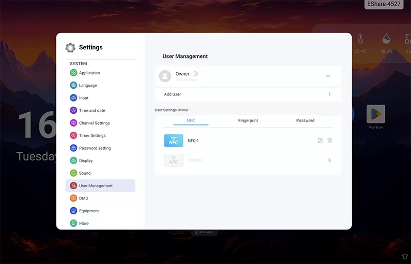 User management and account switching interface