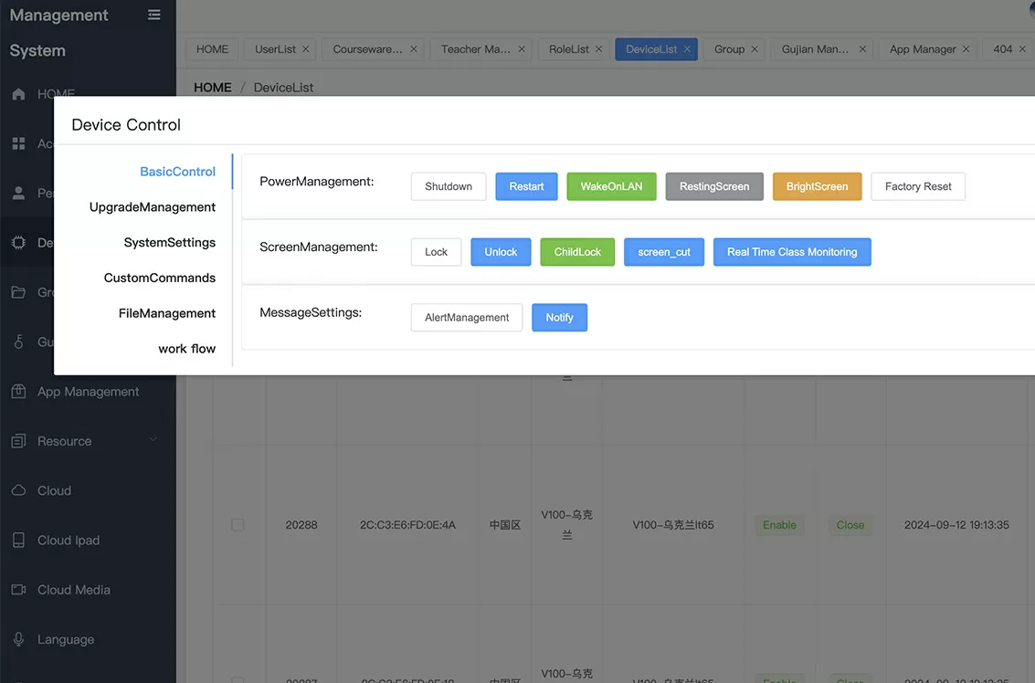 Cloud-powered device control dashboard for remote IoT management
